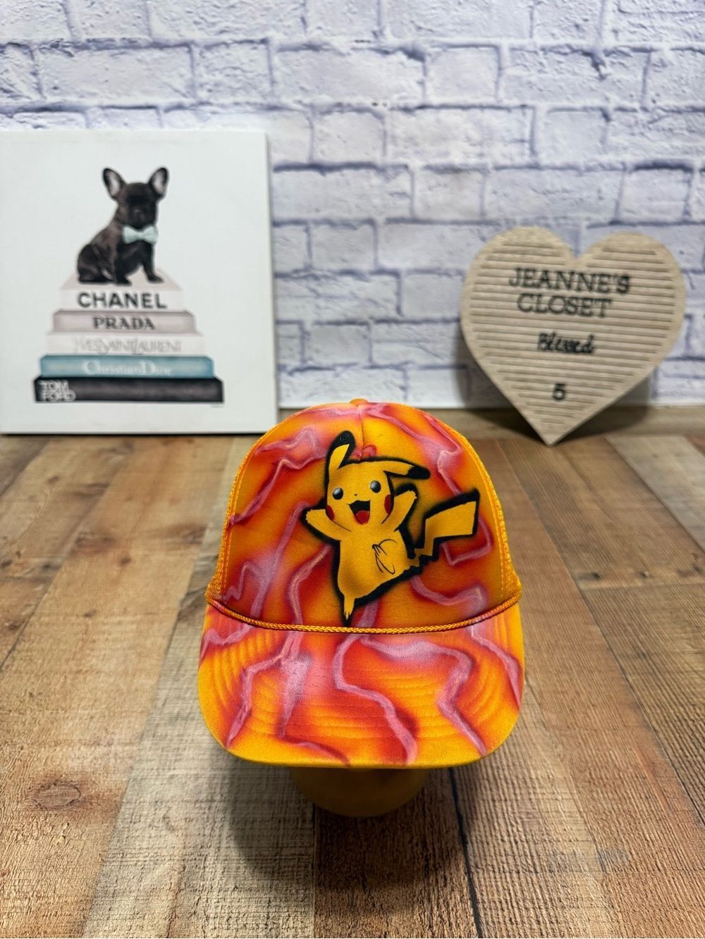 pokemon pikachu airbrushed hat snapback Cobra Yellow